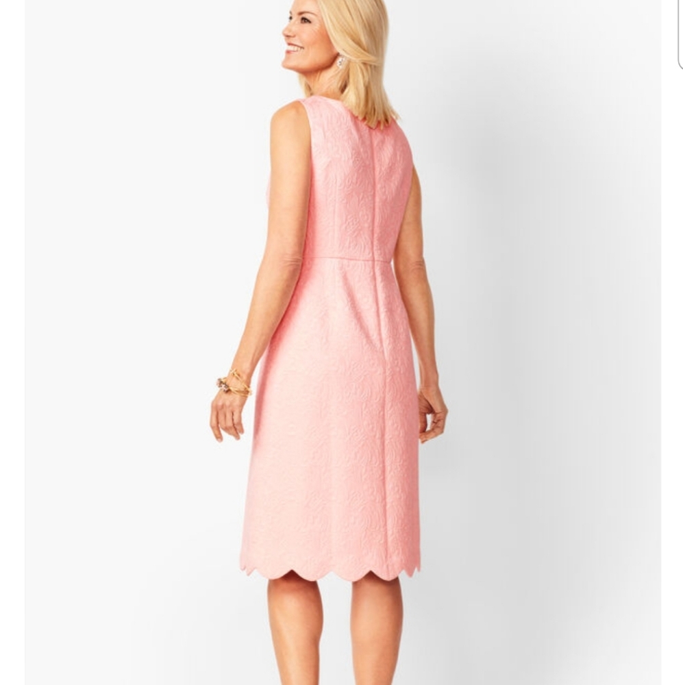 Talbots Floral Matelassé Scalloped hem dress - Picture 7 of 8